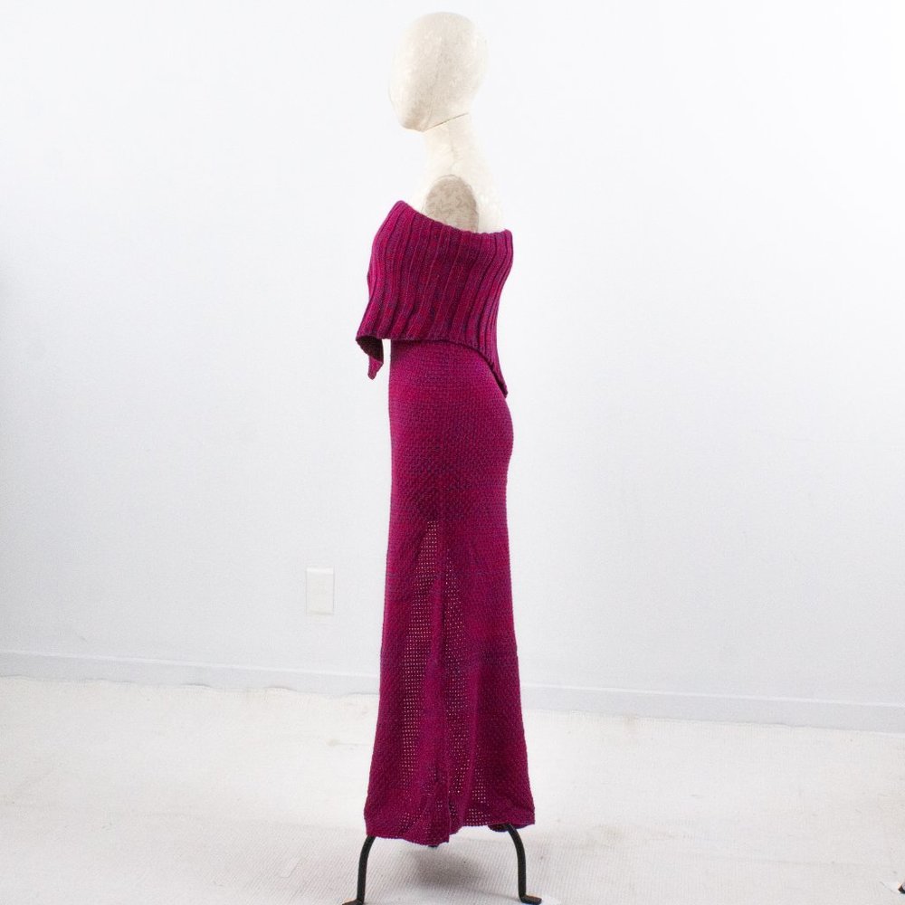 Vintage S Handknit Strapless Sweater Dress Pink - Picture 8 of 9
